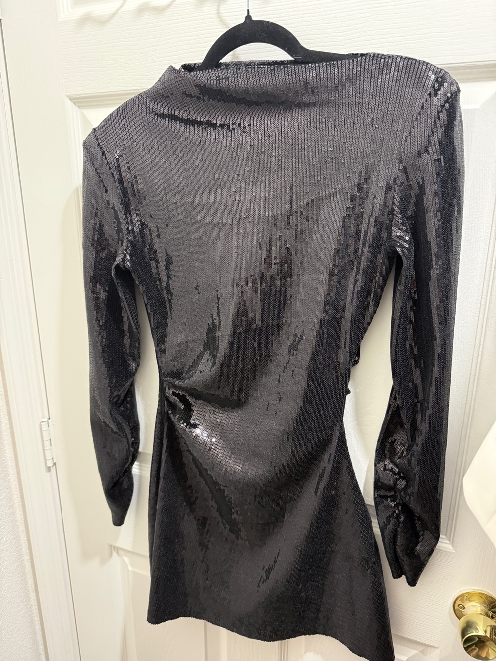 Zara Black Sequin Long-Sleeve Mini Dress